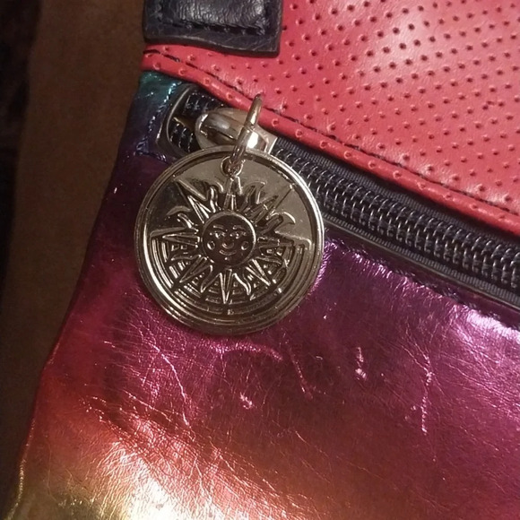 Cirque du Soleil Leather/Cloth Triangular Sling Bag Converts to Backpack - Picture 8 of 8